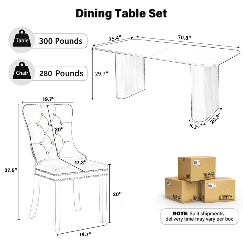 Ensemble de salle à manger rectangulaire à double piédestal avec table de salle à manger de style crème, 5, Jaune