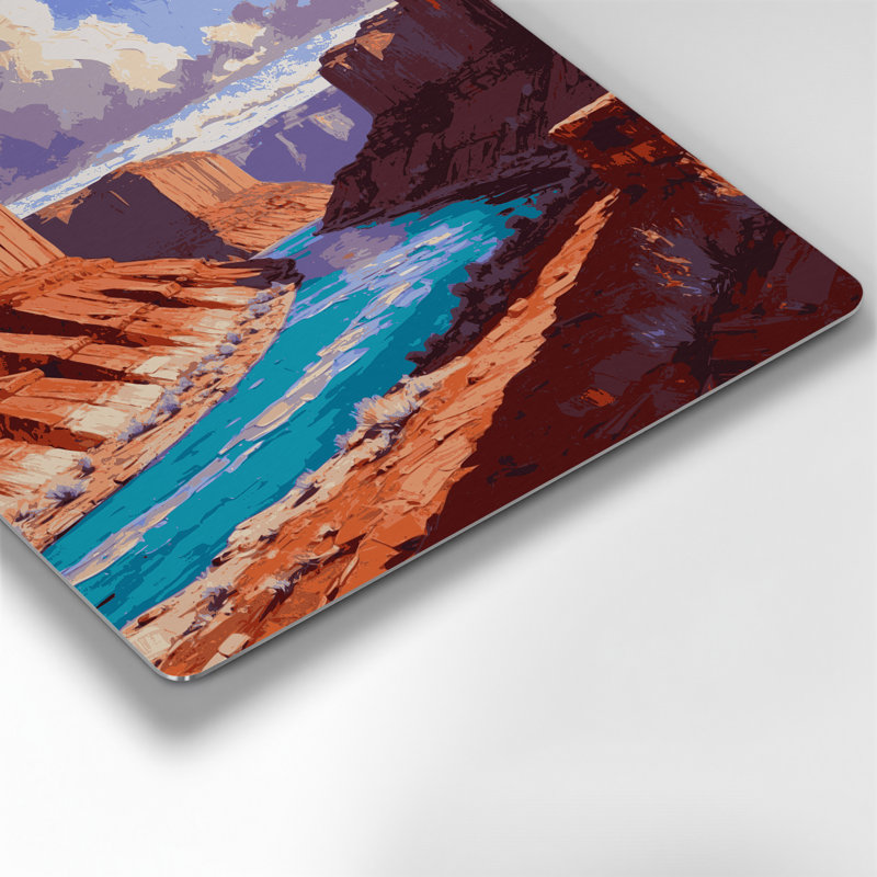 Art mural en métal gris du sud-ouest, River Canyon 128, H 192 po x l 192 po x P 0,05 po
