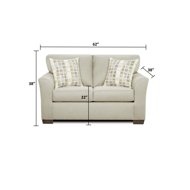 60" Flared Arm Loveseat with Reversible Cushions, Beige