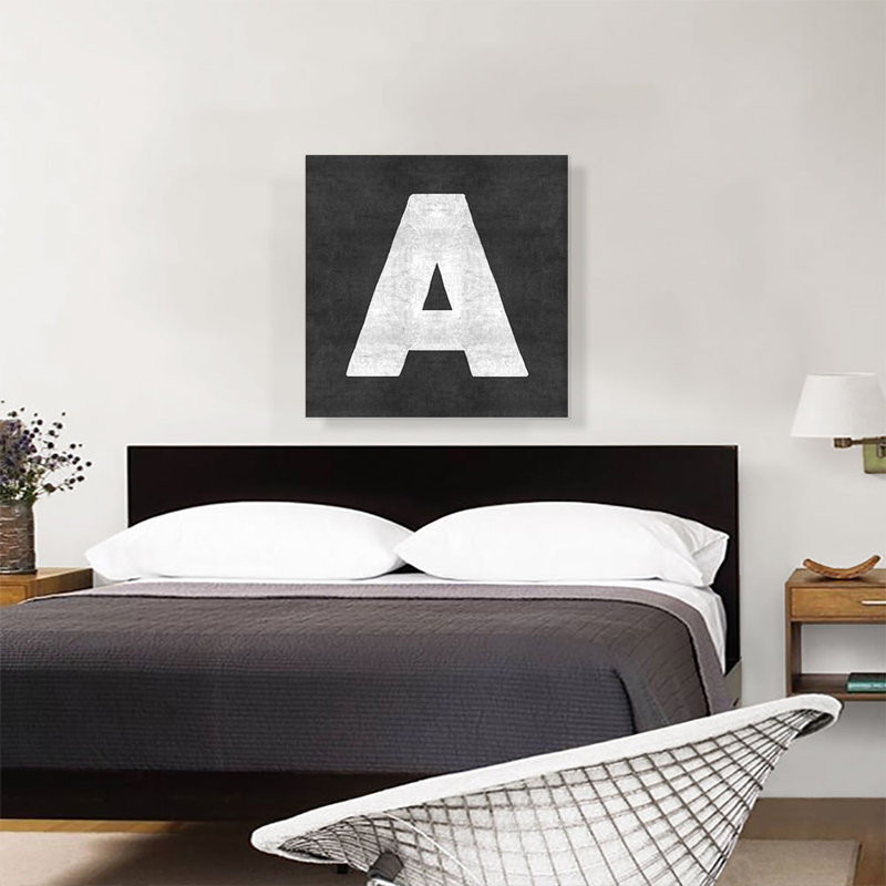 «Chalkboard Alphabet Lettre A», reproduction d'art textuel sur toile tendue, H 26 po x l 26 po x P 0,75 po