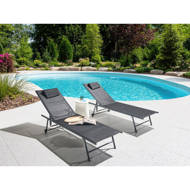 149cm Long Double Chaise, Grey, Black