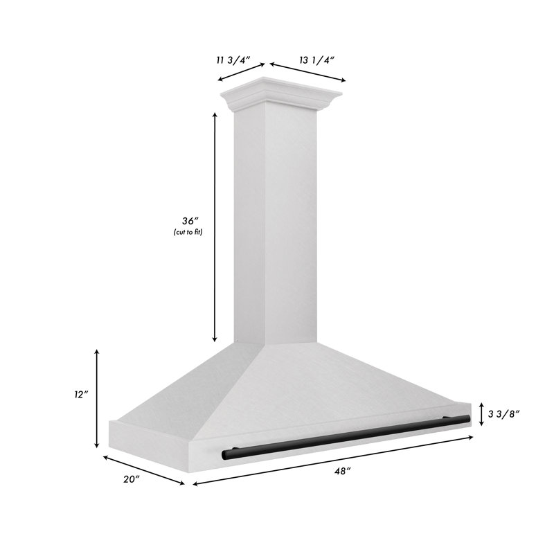ZLINE 48" Autograph Edition Fingerprint Resistant Stainless Steel Range Hood, Matte Black