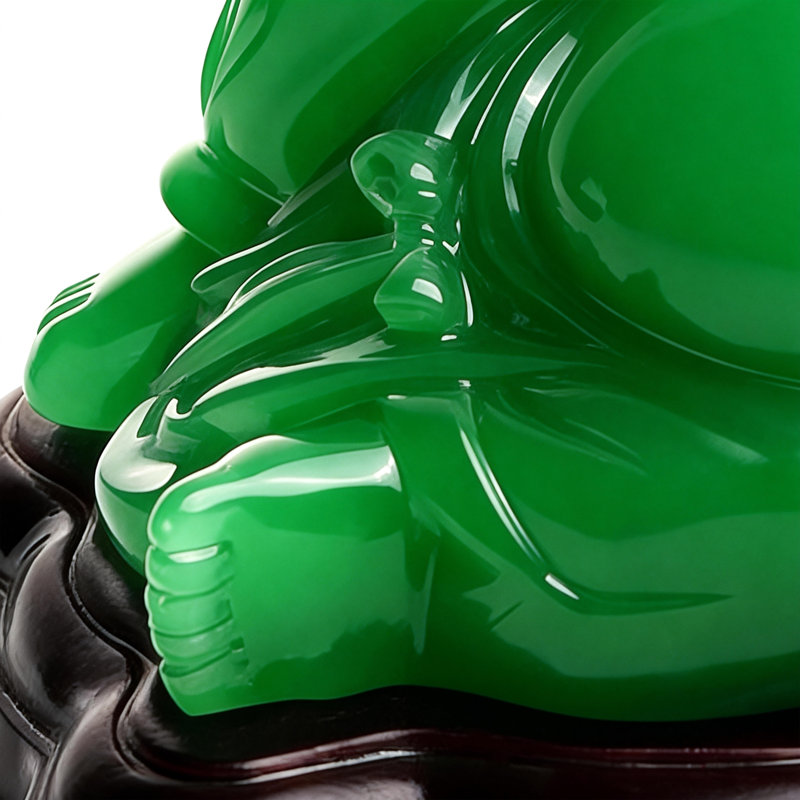 Laughing Buddha Statue (3.94×2.17×1.97 inch) - Resin Wealth & Luck Decor for Home/Office, Green