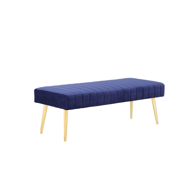 Hilda Faux Leather Upholstered Bench, Navy Blue
