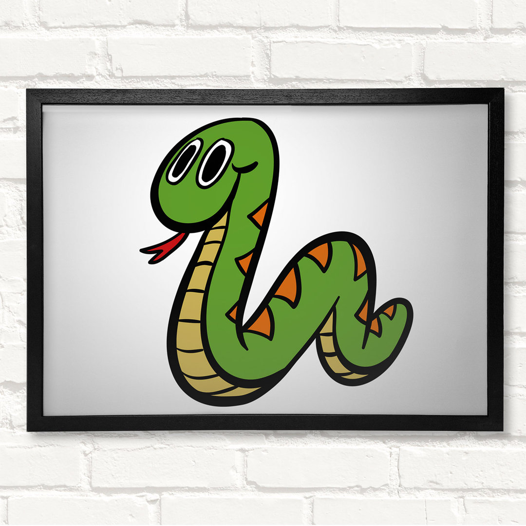 Gerahmtes Leinwandbild Cartoon Snake in Flieder