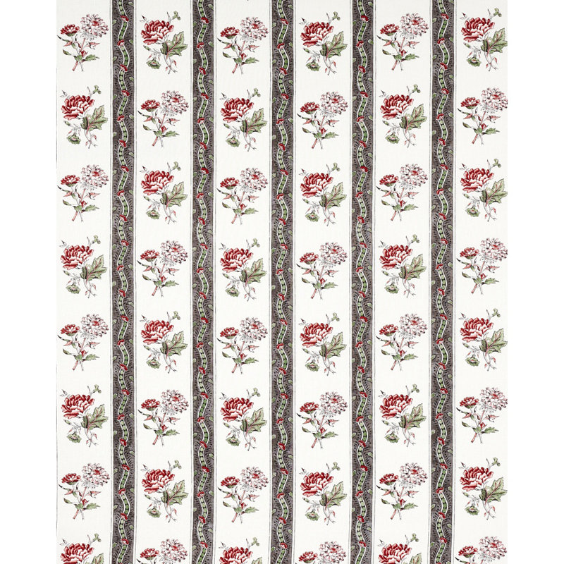 Tissu à rayures Ariana, Gris foncé / rouge / crème