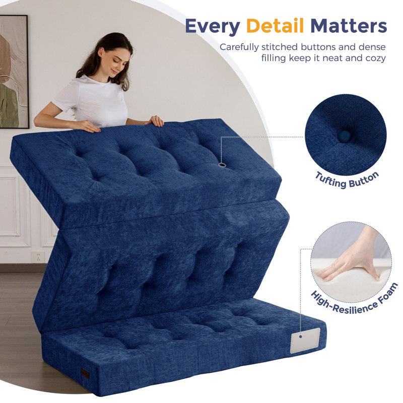 Tri-Fold Velours côtelé 6 po, Lit double