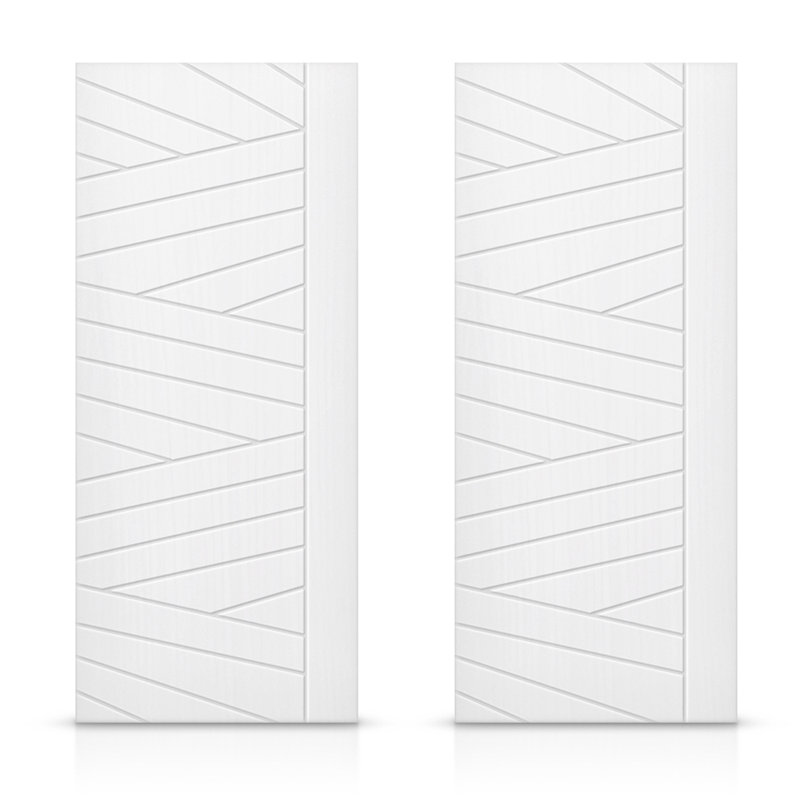 Portes de placard coulissantes à panneaux en bois manufacturé, Blanc, 60 po x 84 po