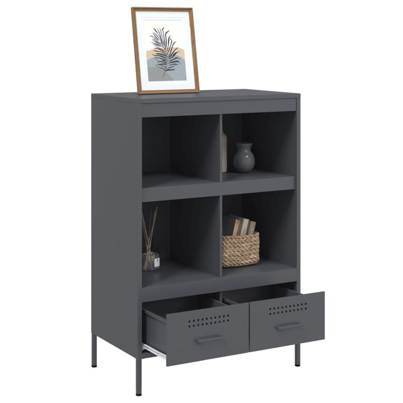 Sharell 101.5cm H x 68cm W Steel Standard Bookcase, Anthracite
