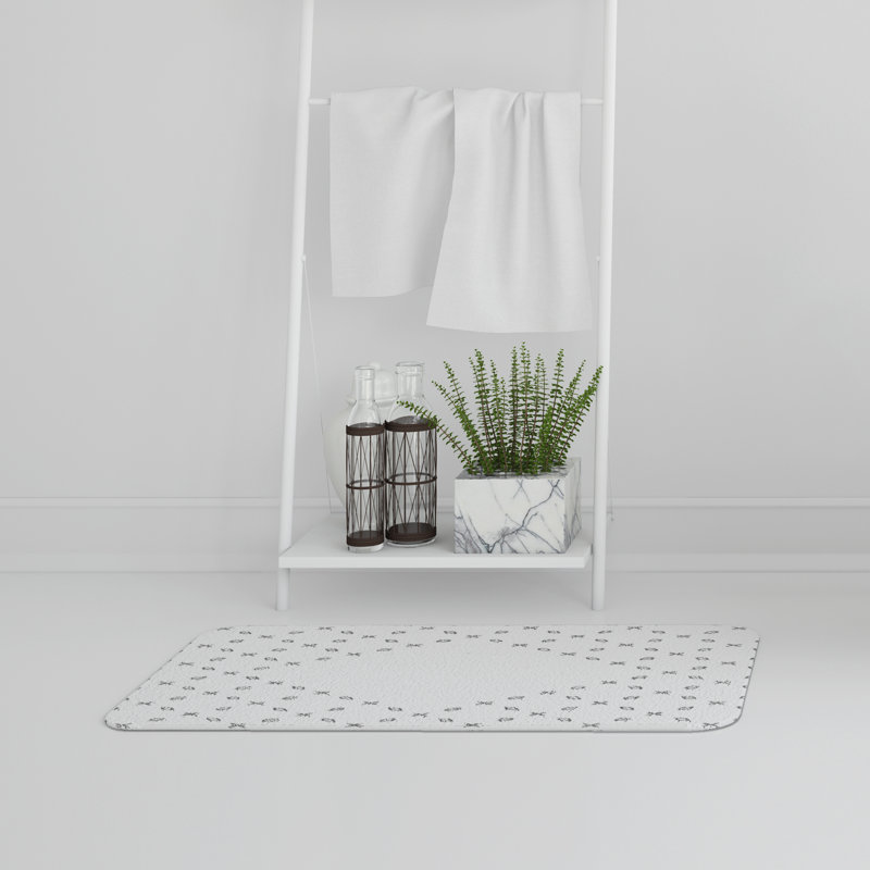 Key Non-Slip Backing Bath Rug, Silver Geometric Zen