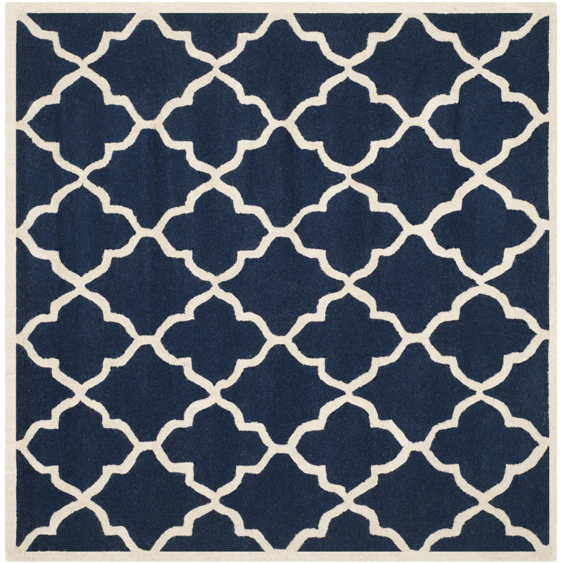 Cannen Hand Tufted Wool Geometric Rug, Square 6'