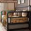 Lit de jour élégant avec tête de lit rétro, lattes de métal robustes pour le salon, sans grincement-1259021167
