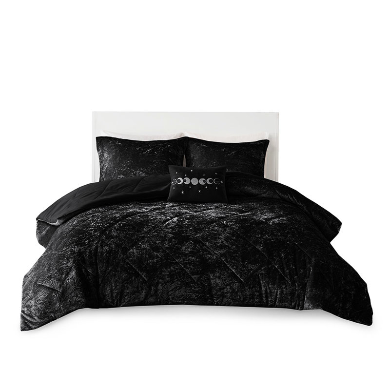 Édredon en velours double / grand - noir, losange, lavable à la machine, oreiller inclus noir pour le rembourrage, conception, inclus