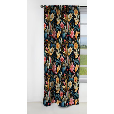 Motif moderne à motif cachemire bohème - Rideau floral - Rideau floral occultant en velours - 1 panneau