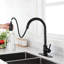 Robinet de cuisine rétractable à 360 degrés tactile, acier inoxydable noir mat, réglage du débit et de la température à une poignée, surface antirouille, 16,49 po de profondeur, 9,93 de largeur, 2,48 de hauteur, 4,74 lb