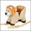 Mignon cheval à bascule en peluche avec sons réalistes, base en bois et ceinture de sécurité pour tout-petits de 18 à 36 mois
