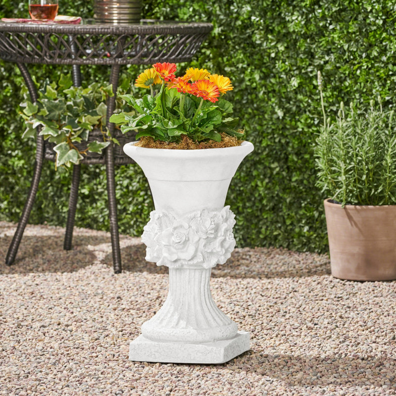 Urne à fleurs en béton Dyllan, Blanc antique