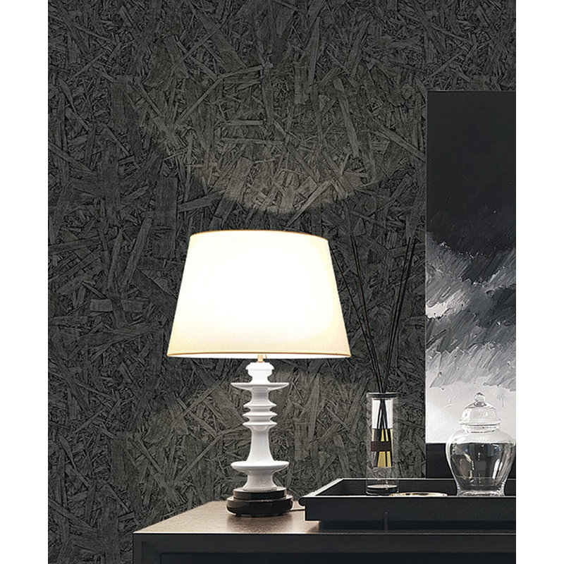 Rouleau de papier peint l 33 pi x l 21 po modern geometric stone Woodberry, Noir