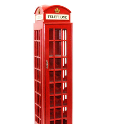 Farmington Solid Wood 28 Bottle Telephone Box Wine Cabinet - Hand Painted Red Freestanding Floor Wine Rack