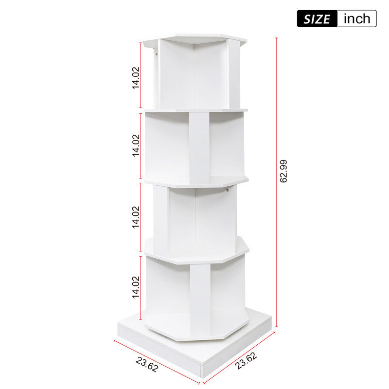 5 Tier Rotating Bookshelf, 360° Revolving Bookcase, Floor-Standing Storage Display Rack for Living Rooms,Hallway