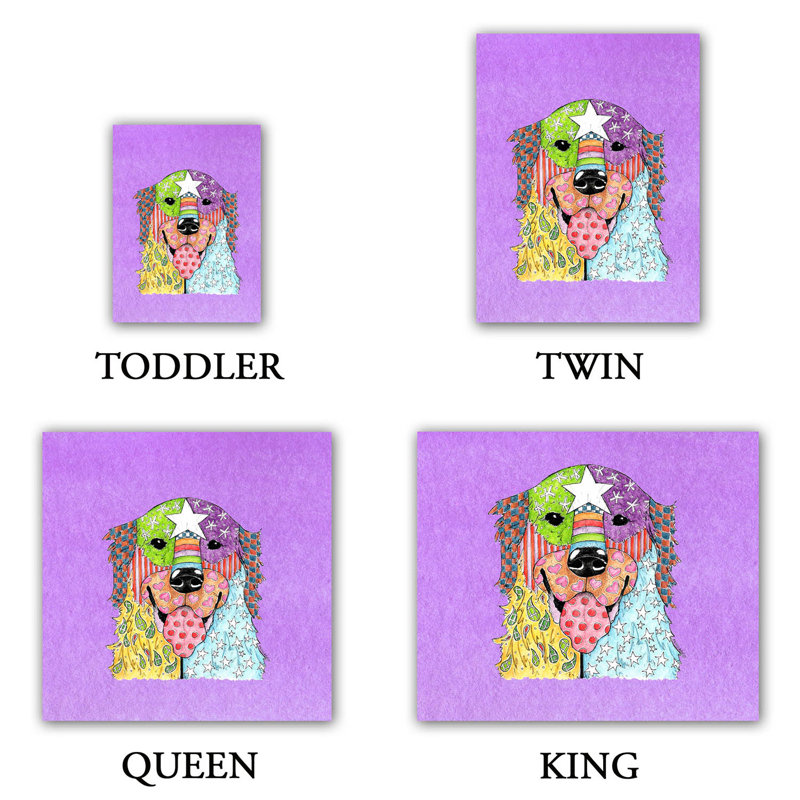  Ensemble de housse de couette Marley Ungaro Retriever Dog, 1 housse + 2 taies très grand lit, Mauve / Jaune