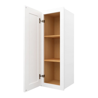1-door 2-shelf Wall Cabinet 12-in W x 36-in H x 12-in D White Ready to assemble (RTA) Plywood Cabinet Recessed Panel Shaker
