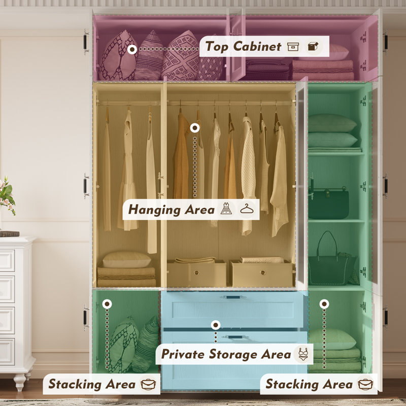 Armoire-penderie à 6 portes avec porte en verre givré Meissalivve