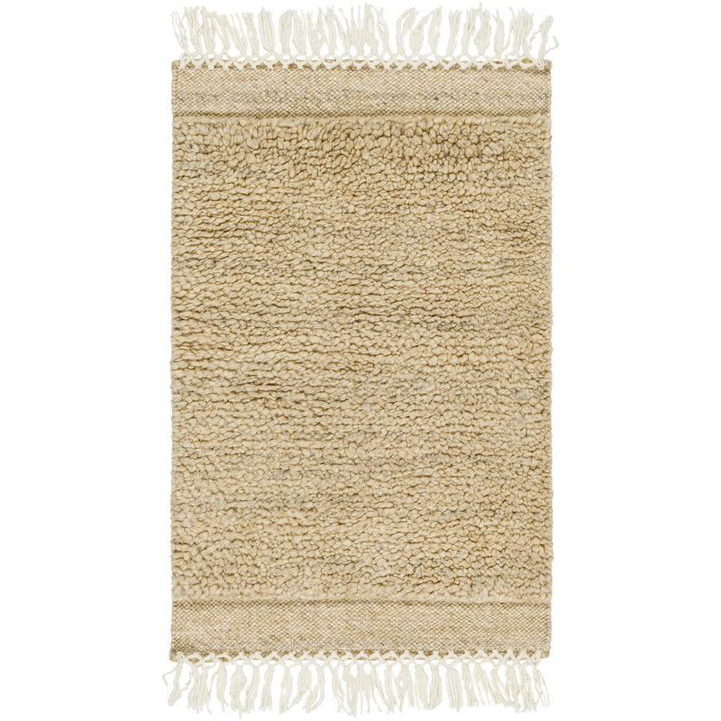 Tapis rectangulaire en laine touffeté à la main brun, Rectangle 9 pi x 12 pi