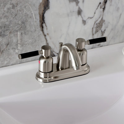 Robinet de salle de bain central à 4 poignées à 3 trous à fixation sur le comptoir avec poignée escamotable en plastique Kingston