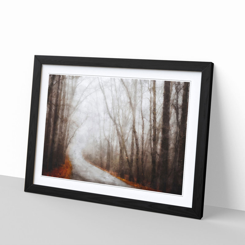 Woodland Road - Picture Frame Painting Print, 45cm H x 63cm W x 2cm D, Black Framed