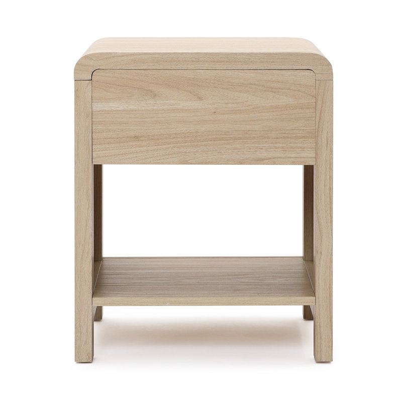 Table de chevet moderne en bois avec tiroir et tablette ouverte H 21,7 po