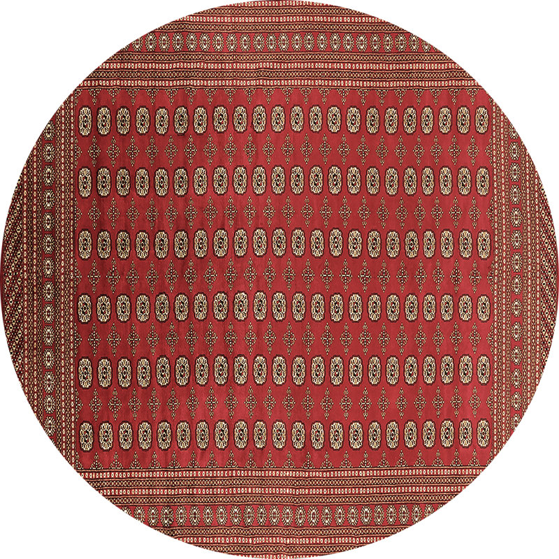 Tapis oriental en laine / polyester oriental brun / rouge, Rond 5 pi
