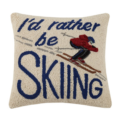 Haydee Skiing 100% Wool Throw Pillow