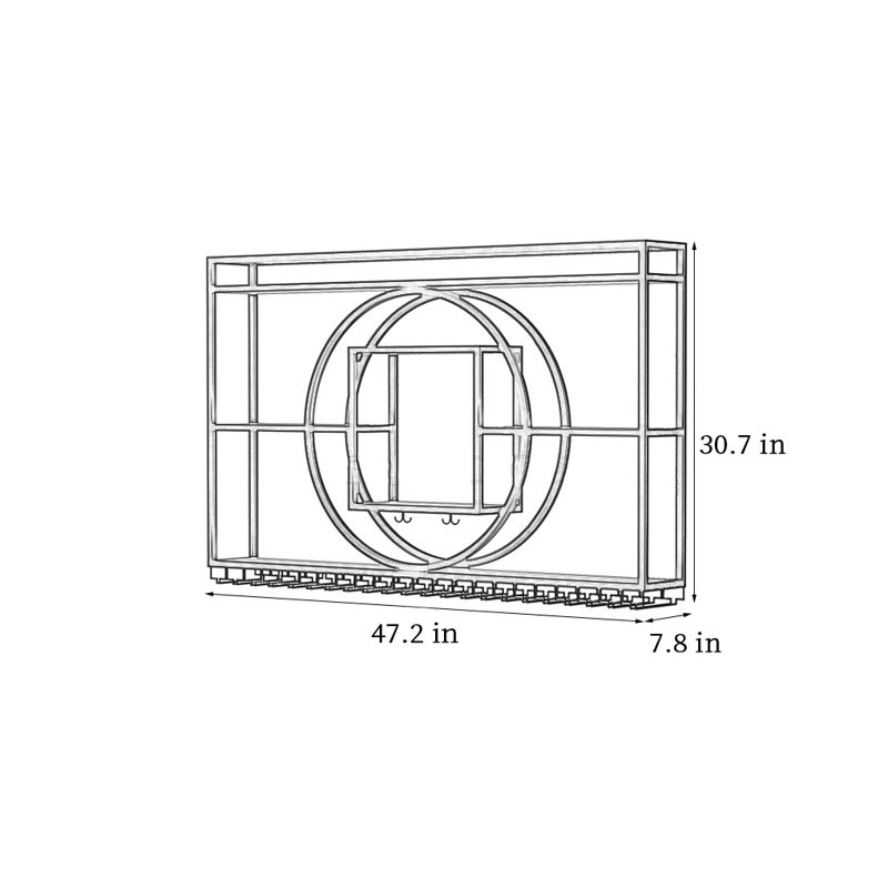 Usra, Noir, H 30,7 po x l 47,2 po x P 7,8 po