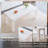 71"×31.5" White Marble Pattern MDF Spliced Dining Table, Grooved Leg Design Household Dinner Table For 6-8 People
