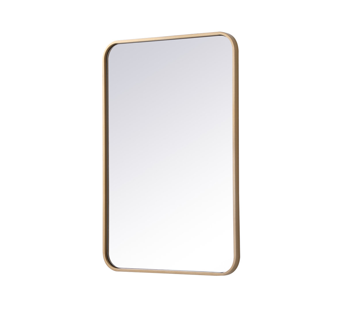 Sabine Metal Rounded Rectangle Wall Mirror, Brass, 30" x 20"