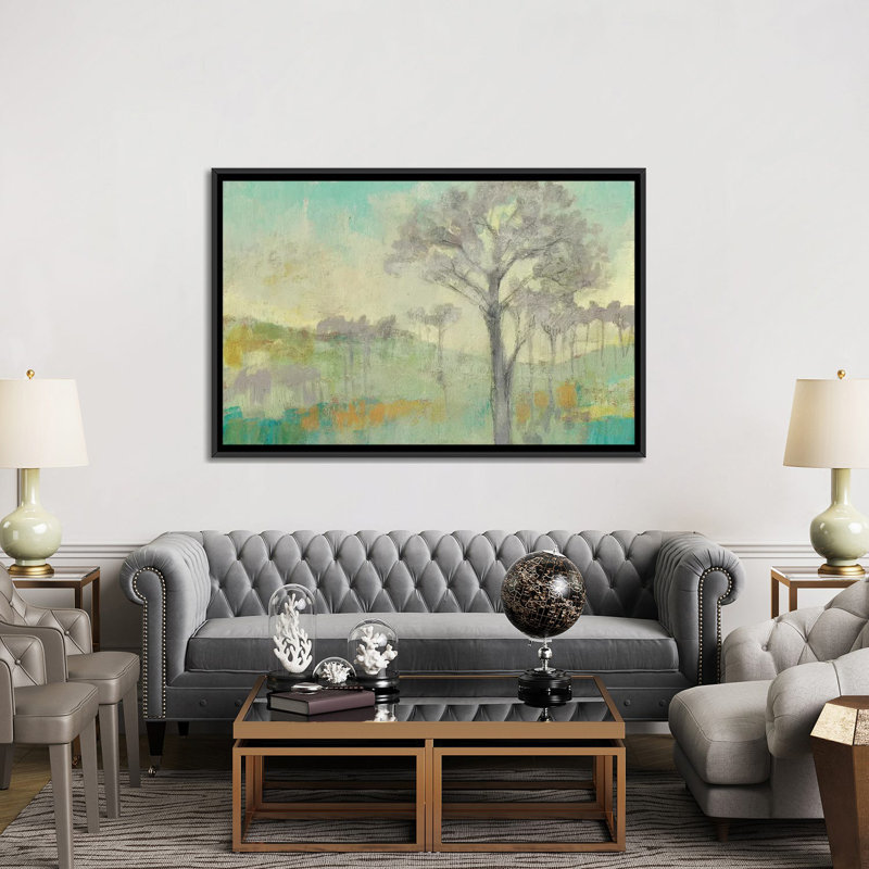 " Tree Stand I " by Jennifer Goldberger, 40" H x 60" W x 1.5" D, Black Framed Canvas, No Mat