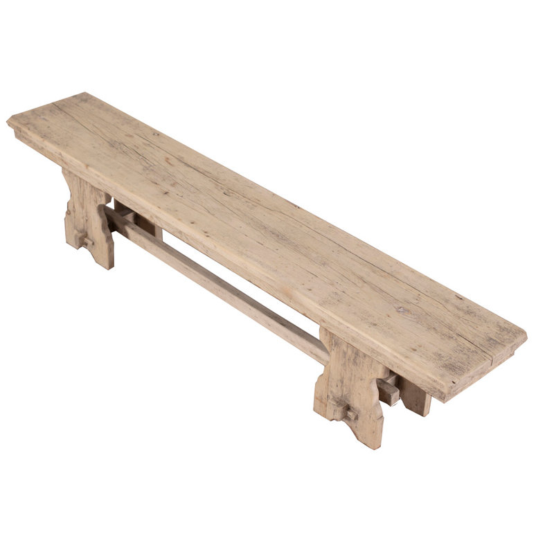 Approx.79 inchesRustic Trestle Base Elm Bench Weathered Natural