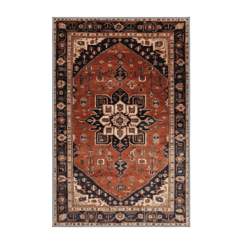 Machine Washable Persian Brown Area Rug, Runner 2' x 5'