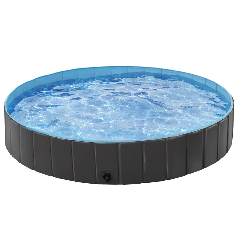  Grande baignoire pliable en PVC pour chiens / chats, H 12 po x l 71 po x P 71 po, Noir