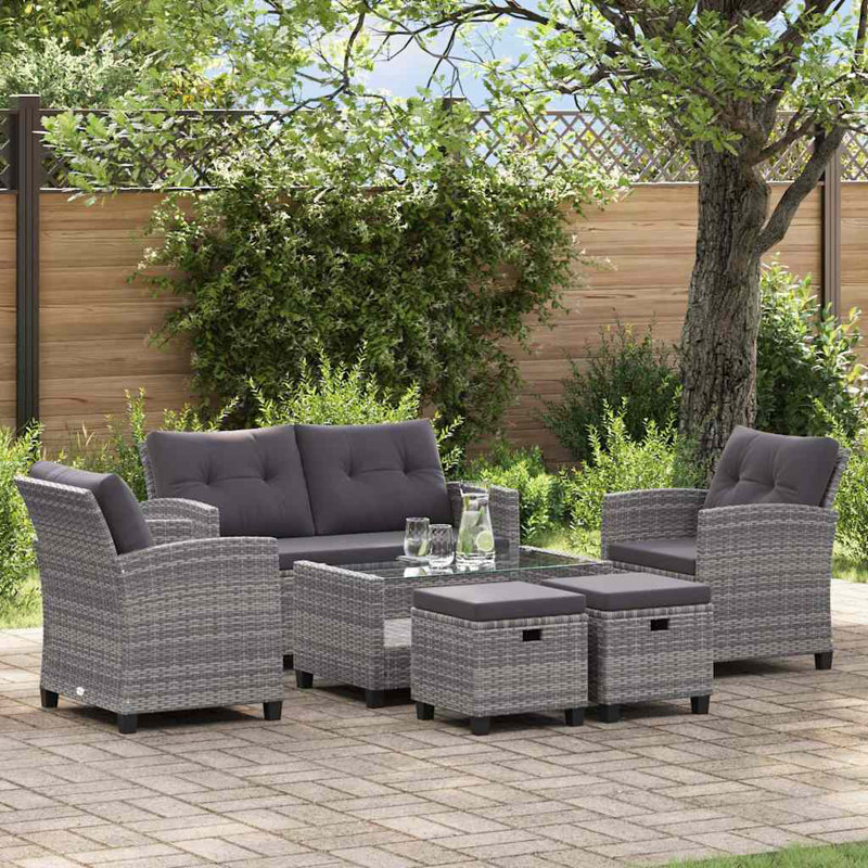 Sarani 6 Piece Lounge Chair with Cushions, Gray, Gray
