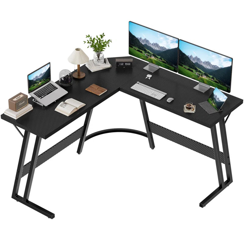 L-Shaped Metal Base Computer Desk