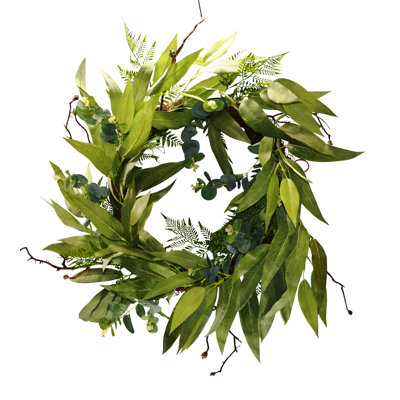 24" Foliage Eucalyptus Bay leaf Willow Wreath