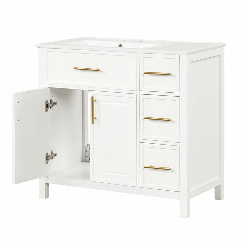 Riggleman 36.01'' Single Bathroom Vanity with Solid Wood Top