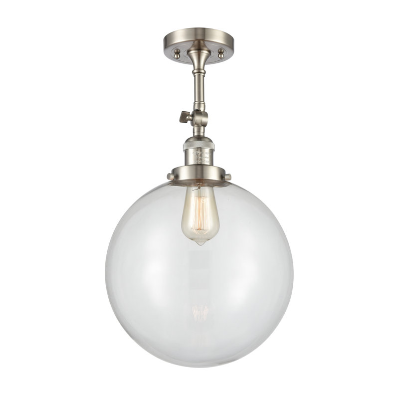 Plafonnier semi-encastré 1 lumière 12 "ciacchi, Transparent, Ampoule non incluse, Nickel satiné brossé