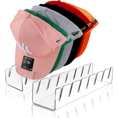 Organisateur de chapeaux 2 pièces en acrylique transparent - Support pour casquettes de baseball, garde-robe, chambre à coucher ou commode