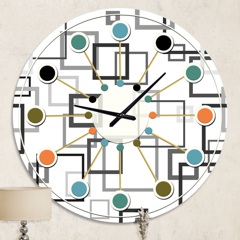 Abstract Abstract Design II - horloge murale moderne Mid-Century, Moyenne