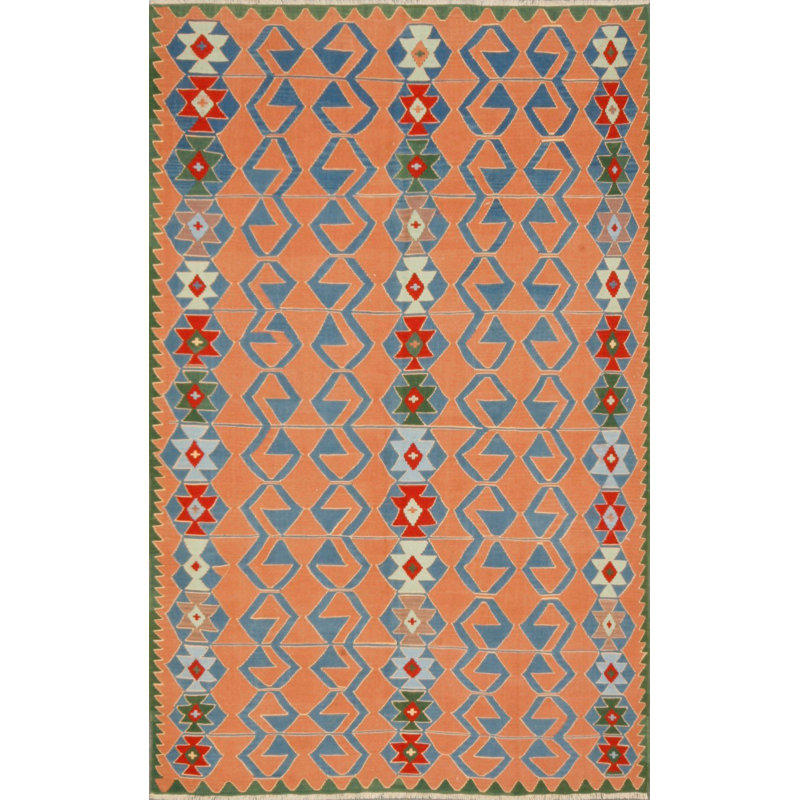 Flatweave Cotton and Wool Geometric Area Rug