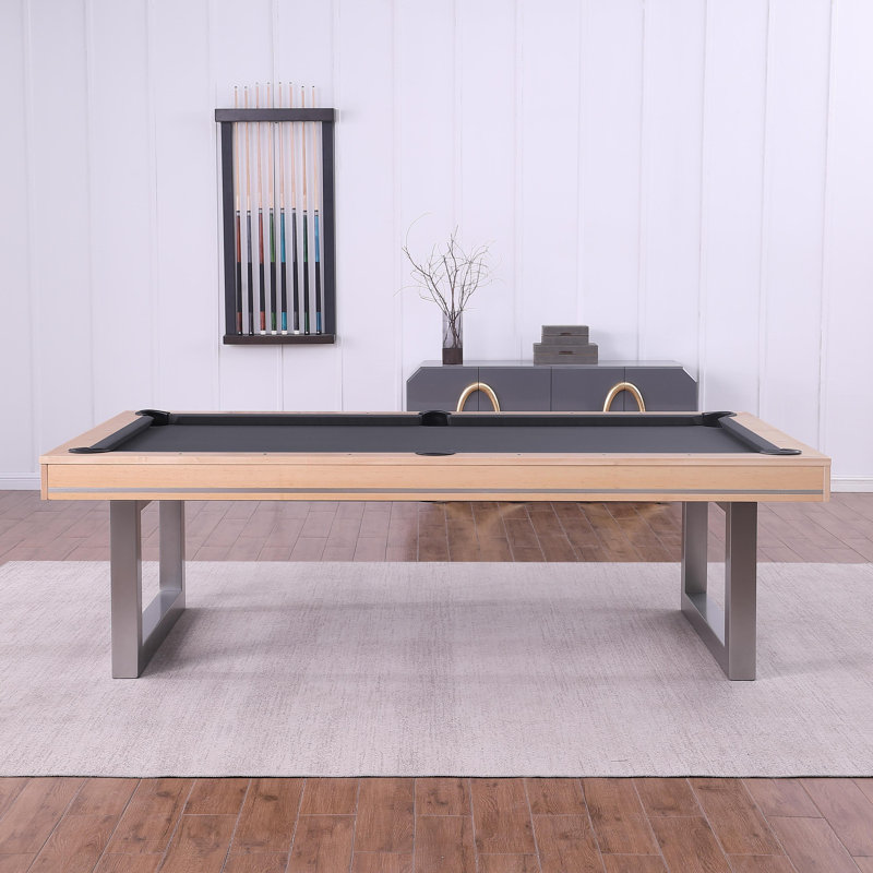 Table de billard en bois massif avec plateau de salle à manger Harmony, Gris anthracite, Chêne Naturel, 8'
