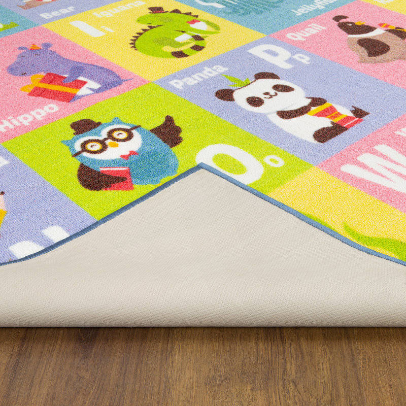 Pierce ABC Alphabet Animal Educational Learning Game Play Non Slip Kids Rug Carpet Classroom Playroom Mat
